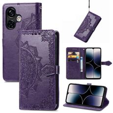 Per Ulefone Note 16 Pro Custodia in pelle goffrata fiore mandala (viola)