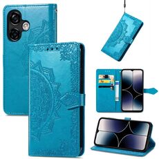 Per Ulefone Note 16 Pro Custodia in pelle goffrata fiore mandala (blu)