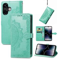 Per Ulefone Note 16 Pro Custodia in pelle goffrata fiore mandala (verde)
