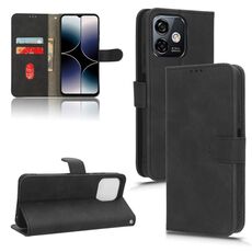 Per Ulefone Note 16 Pro Skin Feel Custodia magnetica in pelle a conchiglia (nera)