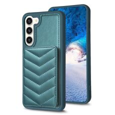 Per Samsung Galaxy S23 + 5G BF26 Custodia per cellulare porta carte con motivo a onde (verde)