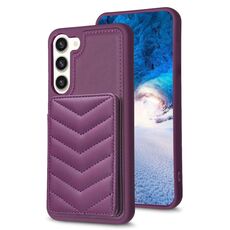 Per Samsung Galaxy S23+ 5G BF26 Custodia per telefono porta carte con motivo a onde (viola scuro)