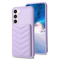 Per Samsung Galaxy S23+ 5G BF26 Custodia per cellulare porta carte con motivo a onde (viola)