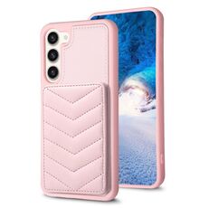Per Samsung Galaxy S23 + 5G BF26 Custodia per telefono con porta carte con motivo a onde (rosa)