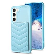 Per Samsung Galaxy S23+ 5G BF26 Custodia per cellulare porta carte con motivo a onde (blu)