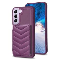 Per Samsung Galaxy S22+ 5G BF26 Custodia per cellulare porta carte con motivo a onde (viola scuro)