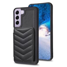 Per Samsung Galaxy S22 + 5G BF26 Custodia per cellulare con supporto per carta con motivo a onde (nero)