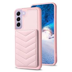 Per Samsung Galaxy S22 + 5G BF26 Custodia per cellulare con supporto per carta con motivo a onde (rosa)