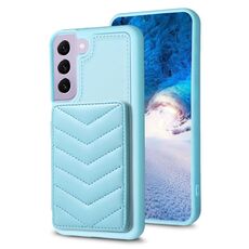Per Samsung Galaxy S22+ 5G BF26 Custodia per cellulare porta carte con motivo a onde (blu)