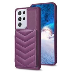 Per Samsung Galaxy S21 Ultra 5G BF26 Custodia per cellulare con motivo a onde (viola scuro)