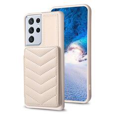 Per Samsung Galaxy S21 Ultra 5G BF26 Custodia per cellulare con motivo a onde (beige)