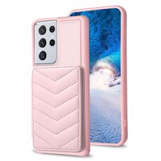 Per Samsung Galaxy S21 Ultra 5G BF26 Custodia per cellulare con motivo a onde (rosa)