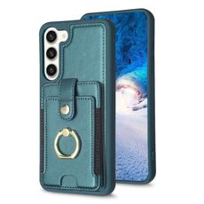 Per Samsung Galaxy S23 + 5G BF27 Custodia per telefono con porta carte di credito ad anello in metallo (verde)