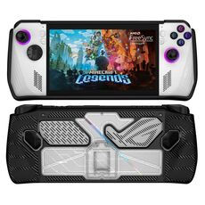 Per Rog Ally Console di gioco PC + custodia protettiva in TPU con staffa (nero + trasparente)