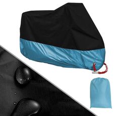 190T Coperture antipioggia per moto Coperture antipolvere antipolvere antipioggia resistenti ai raggi UV, taglia: M (nero e azzurro)
