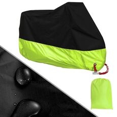 190T Coperture antipioggia per moto Coperture antipolvere antipolvere resistenti ai raggi UV, taglia: M (nero e verde fluorescente)