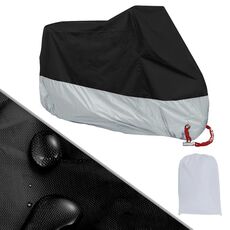 190T Coperture antipioggia per moto Coperture antipolvere antipolvere antipioggia resistenti ai raggi UV, dimensioni: XXL (nero e argento)