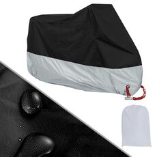 Coperture antipioggia per moto 190T Coperture antipolvere antipolvere antipioggia resistenti ai raggi UV, dimensioni: XXXXL (nero e argento)