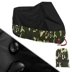 Coperture antipioggia per motocicletta 190T Coperture antipolvere antipolvere antipioggia resistenti ai raggi UV, dimensioni: XXXXL (camouflage nero)