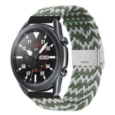Per Huawei Watch 4/4 Pro cinturino in nylon intrecciato con fibbia in metallo (W bianco verde)