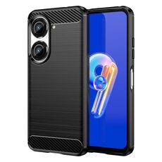 Custodia in TPU per Asus Zenfone 10 in fibra di carbonio con trama spazzolata (nero)