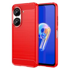 Custodia in TPU per Asus Zenfone 10 in fibra di carbonio con trama spazzolata (rosso)