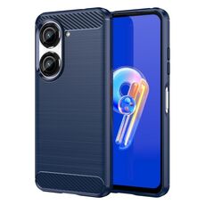 Custodia in TPU per Asus Zenfone 10 in fibra di carbonio con trama spazzolata (blu)