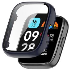 Per Redmi Watch 3 Lite PC + Custodia protettiva per orologio integrata con pellicola temperata (blu inchiostro)