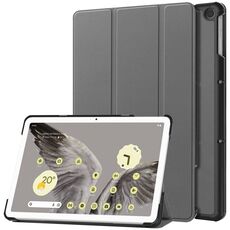 Per Google Pixel Tablet Custer Pure Color 3-Fold Holder Custodia per tablet in pelle intelligente (grigio)