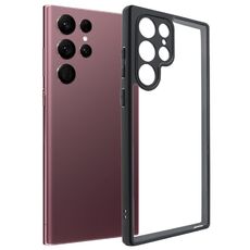 Per Samsung Galaxy S22 Ultra 5G TPU satinato + custodia per PC trasparente (nero)
