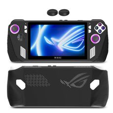 Custodia in silicone multicolore per console di gioco ASUS Rog Ally con 2 tappi per pulsanti (nero)