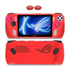 Custodia in silicone multicolore per console di gioco ASUS Rog Ally con 2 tappi per pulsanti (rosso)