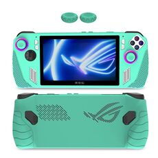 Custodia in silicone multicolore per console di gioco ASUS Rog Ally con 2 tappi per pulsanti (verde)