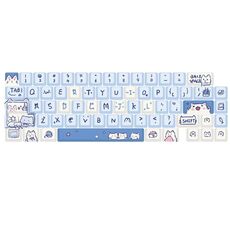 68 tasti Copritasti personalizzati PBT Heat Rise a 5 lati (blu)