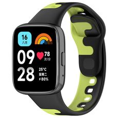 Per Redmi Watch 3 Lite Cucitura cinturino in silicone bicolore (nero verde acqua)