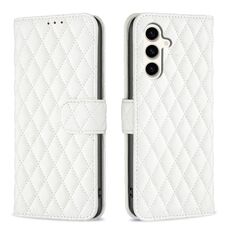 Per Samsung Galaxy S23 FE 5G Diamond Lattice Wallet Custodia per cellulare in pelle (bianca)