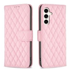 Per Samsung Galaxy S23 FE 5G Diamond Lattice Wallet Custodia per cellulare in pelle (rosa)