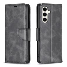 Per Samsung Galaxy S23 FE 5G Custodia per cellulare in pelle di agnello con trama in puro colore (nero)
