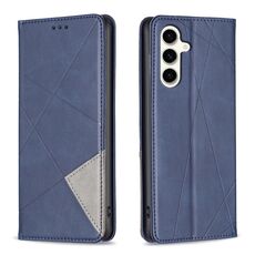 Custodia in pelle magnetica per Samsung Galaxy S23 FE 5G con struttura a rombo (blu)