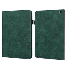 Per Amazon Fire Max 11 Custodia per tablet in pelle con motivo floreale goffrato in pizzo (verde)