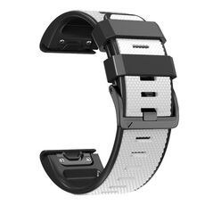 Per Garmin Fenix 7 Pro 22mm Fibbia a vite Diamond Texture Cinturino in silicone a due colori (bianco + nero)