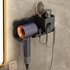 Per Dyson Asciugacapelli Supporto a parete Mensola per bagno Scaffale portaoggetti, Stile: Aggiornamento nero