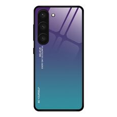 Per Samsung Galaxy S23 5G Custodia per telefono in vetro a colori sfumati (Aurora Blue)