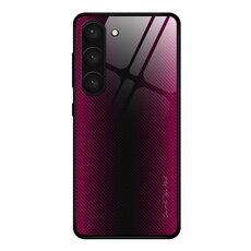 Per Samsung Galaxy S23 5G Custodia in TPU con vetro sfumato texture (rosa rossa)