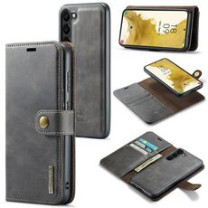 Custodia in pelle magnetica rimovibile per Samsung Galaxy S23+ 5G DG.MING Crazy Horse Texture (grigio)