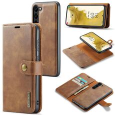 Custodia in pelle magnetica rimovibile per Samsung Galaxy S23+ 5G DG.MING Crazy Horse Texture (marrone)