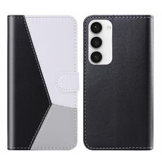Per Samsung Galaxy S23 5G Custodia in pelle con cuciture tricolori (nero)