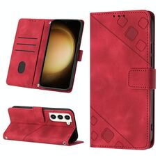 Per Samsung Galaxy S23 5G Custodia in pelle goffrata effetto pelle (rosso)