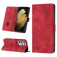 Custodia in pelle goffrata per Samsung Galaxy S21 Ultra 5G (rossa)