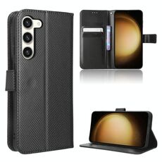 Per Samsung Galaxy S23 5G Custodia in pelle con trama a diamante (nero)